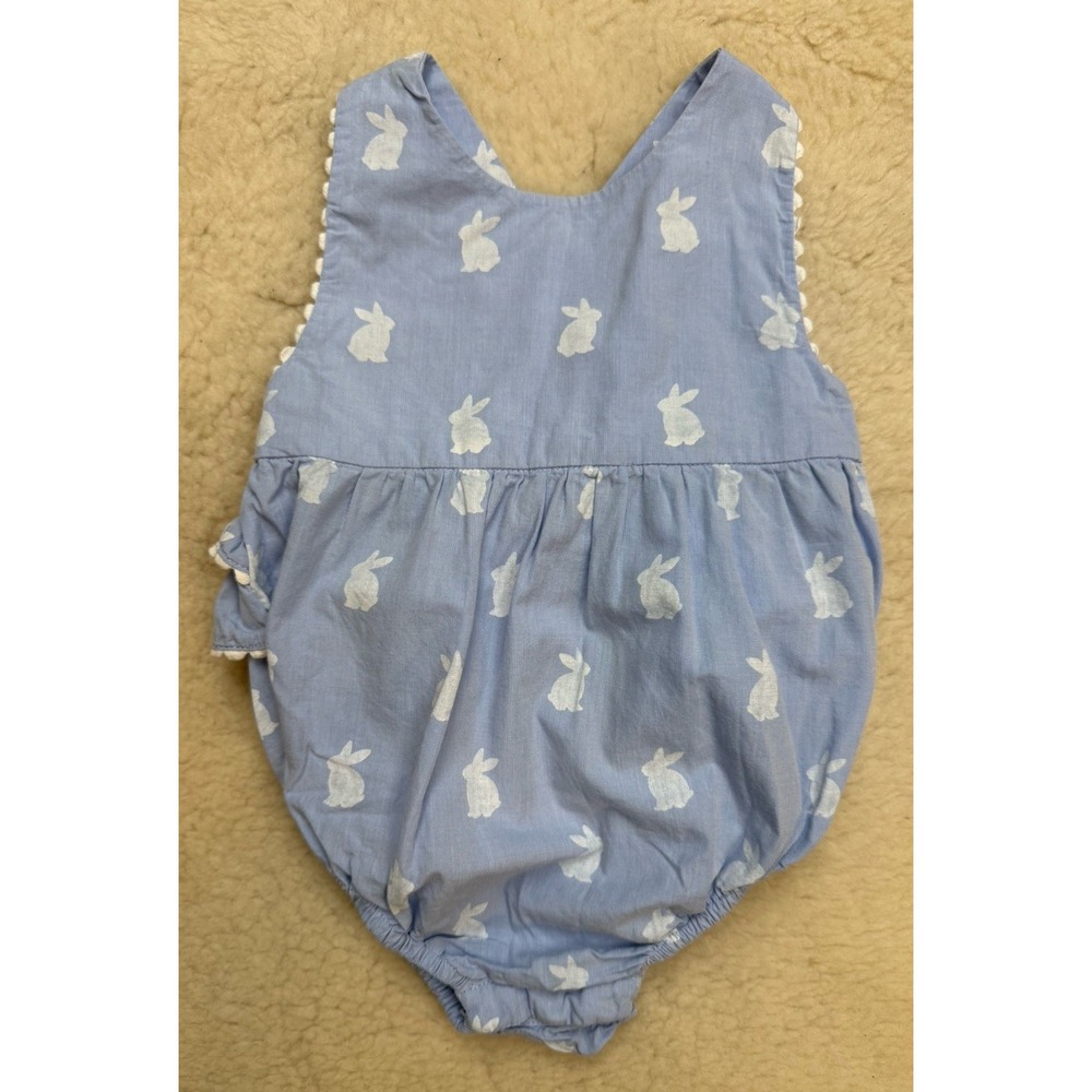 Jacadi Paris Designer Baby Girl Bunny Rabbit Ruffle Bubble Romper